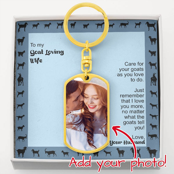 Goat Loving Wife Dog Tag Key Chain